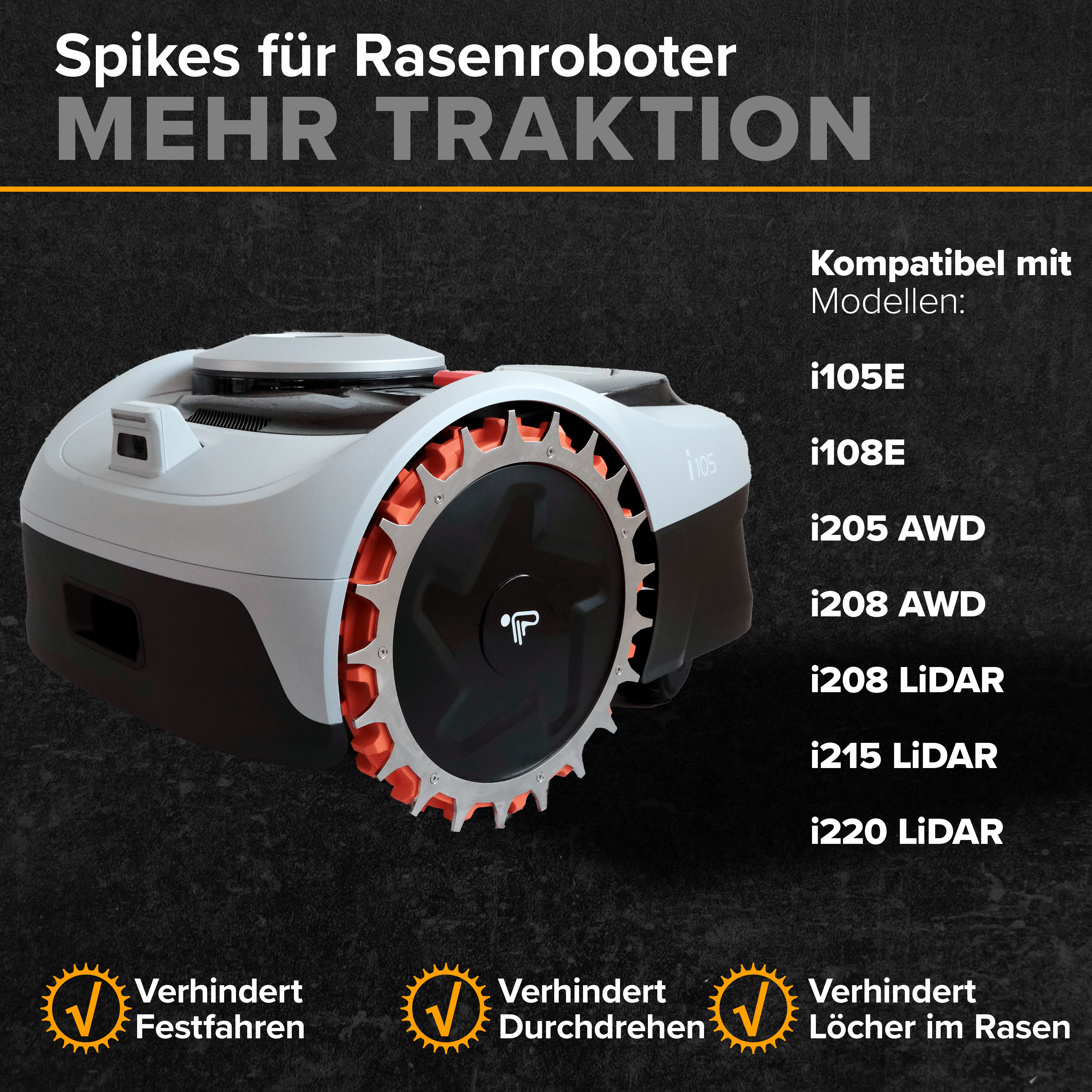 Spikes Navimow i105E stainless steel
