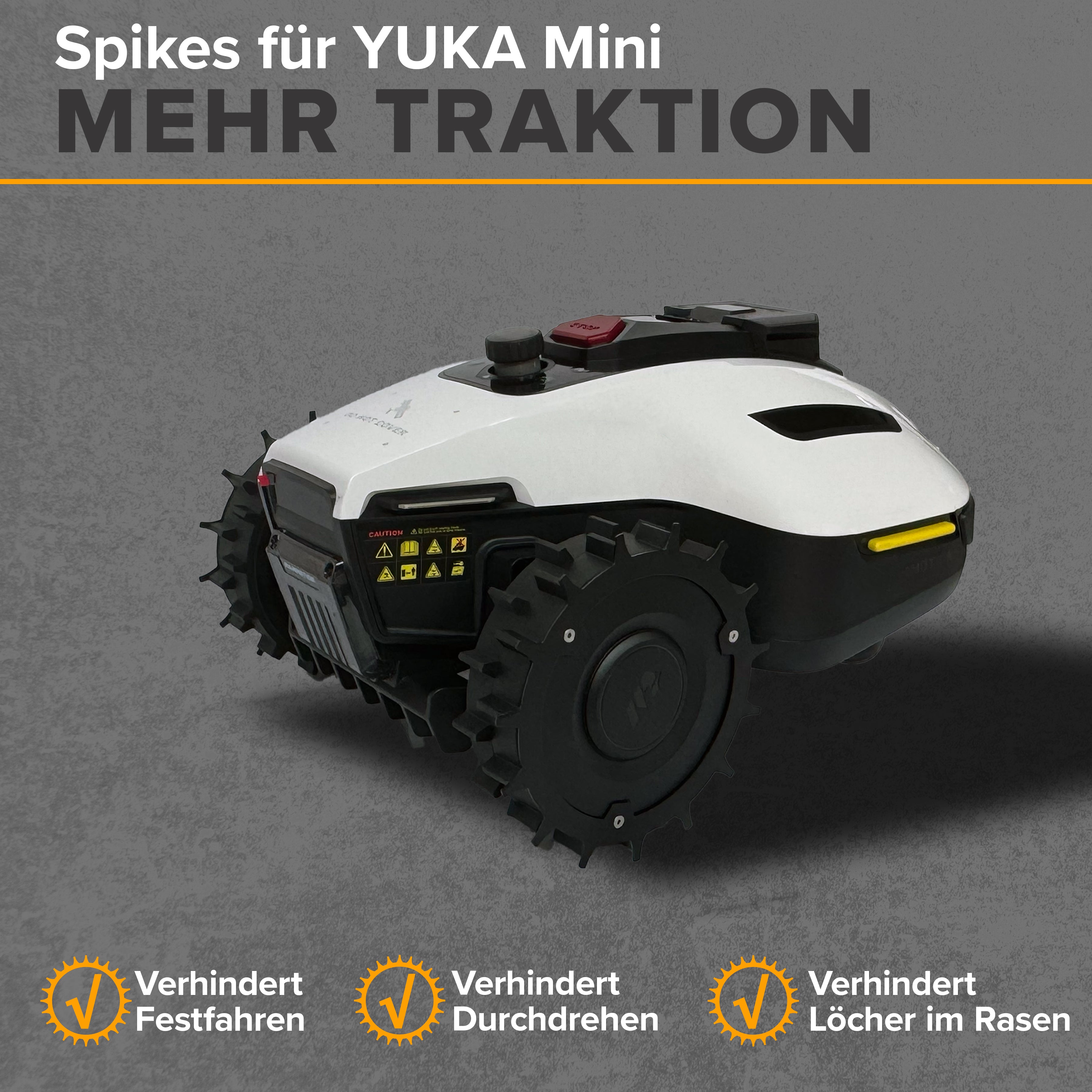 Mammotion Yuka Mini Spikes Mähroboter Traktionsverbesserung (DIE SCHWARZE VERSION WIRD ERST WIEDER AB DEM 17.09.2025 VERSENDET)