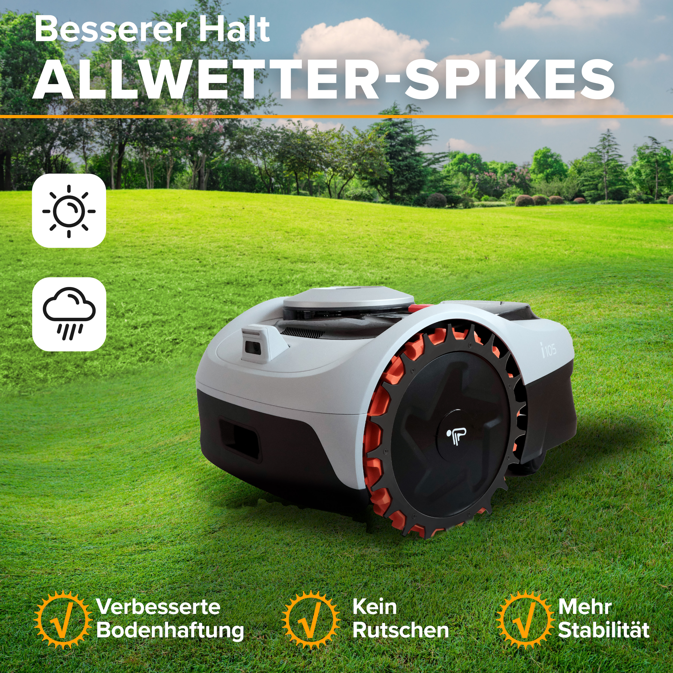 Spikes Navimow i105E - i108 Edelstahl black